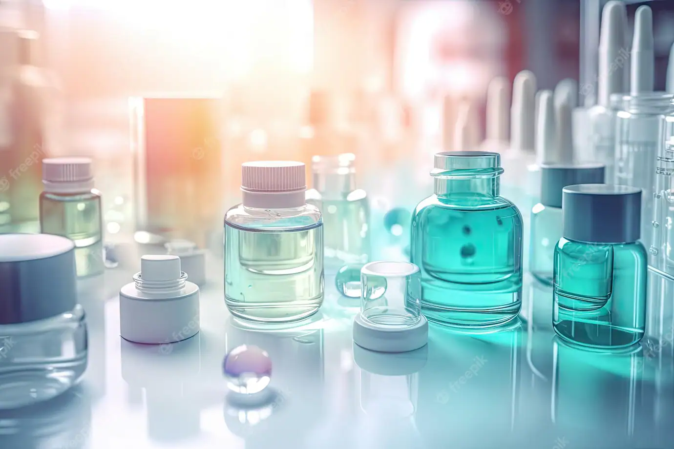 Glass bottles containing cosmetic liquids